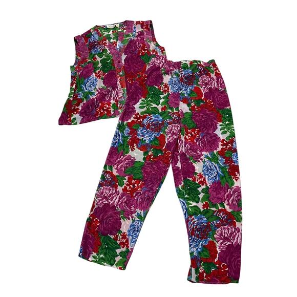 Victoria’s Secret Women’s Medium Vintage Gold Label Floral 2 Piece Set Pajamas - Picture 1 of 11
